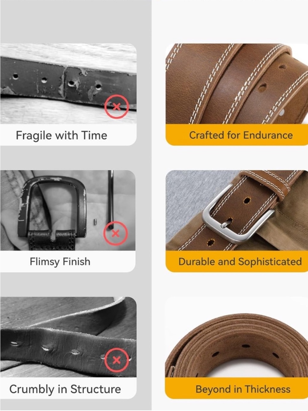 RESERVED FOR EMIL Classic Tan Full Grain Cowhide Leather Belt, Gunmetal Buckle - Picture 5 of 7